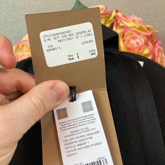 NWT Burberry Navy Grey IP Check Jeff Men’s Canvas Backpack - $1350 Retail - Picture 9 of 9